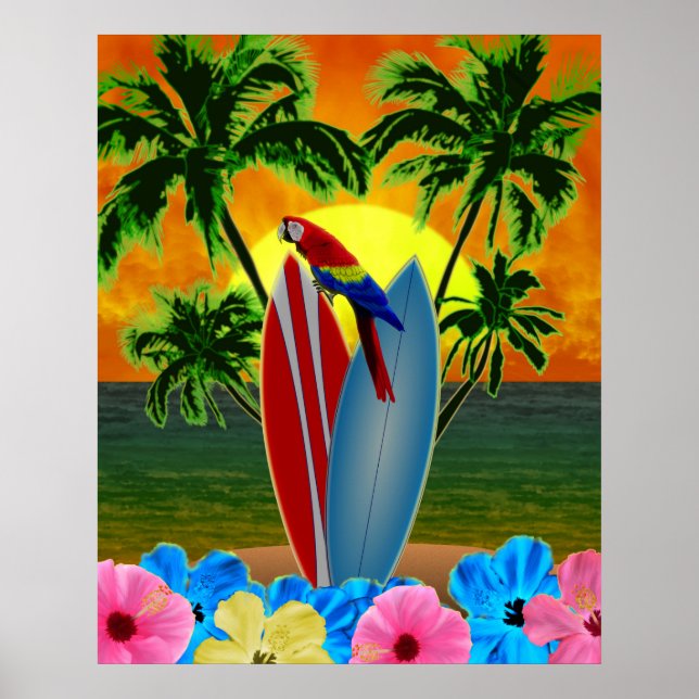Sunny Beach Surfing Poster (Front)