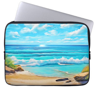 Sunny Beach Waves Design Laptop Sleeve