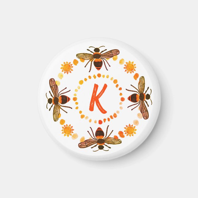 Sunny Bee Initial Magnet (Front)