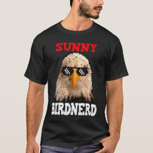 Sunny Birdnerd Retro Pixel Eagle Sunglasses Design T-Shirt