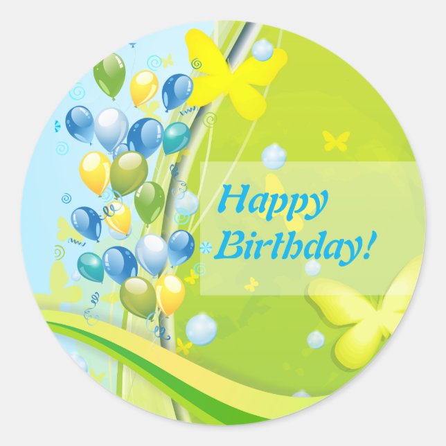 Sunny Birthday Classic Round Sticker (Front)