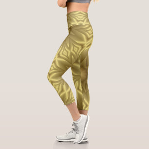 Sunny Bliss: Golden Yellow Floral Template Capri Leggings