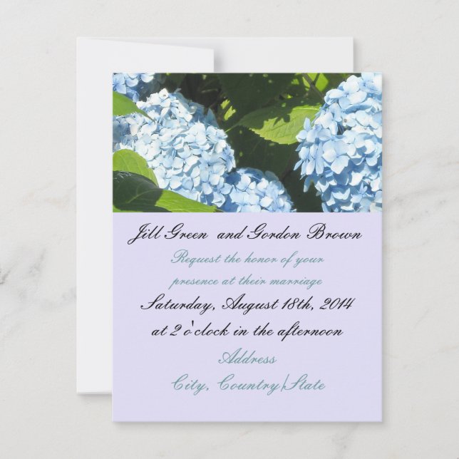 Sunny Blue Hydrangea Wedding Invitation (Front)