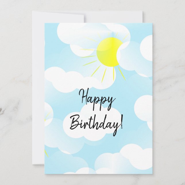 Sunny Blue Summer Sky with Clouds Birthday Wishes  (Front)