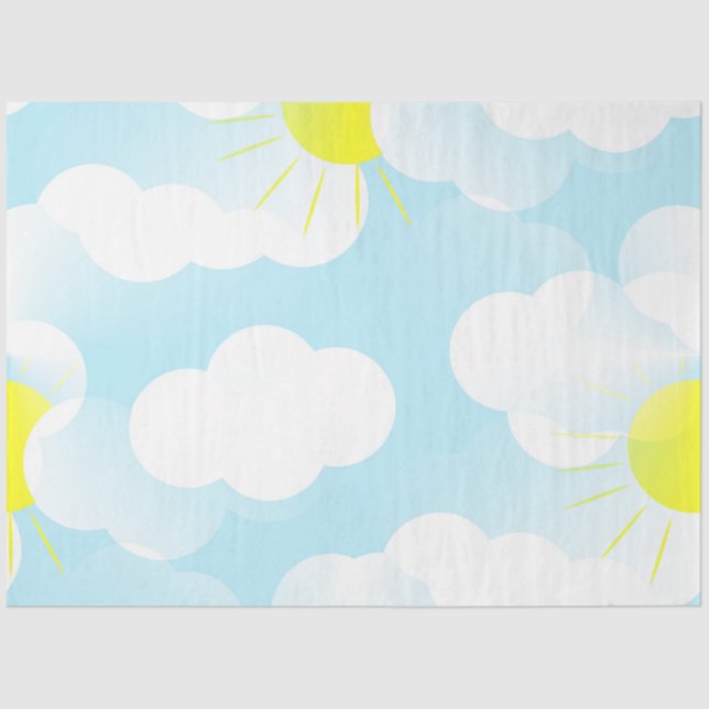 Sunny Blue Summer Sky with Clouds Decoupage Craft Tissue Paper (Front)