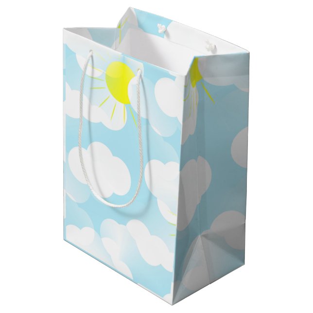 Sunny Blue Summer Sky with Clouds  Medium Gift Bag (Back Angled)