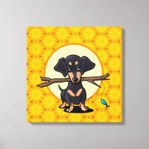 Sunny Boho Dachshund Dog Canvas Print