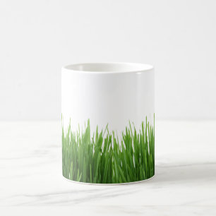 Sunny bright green grass photograph print coffee mug