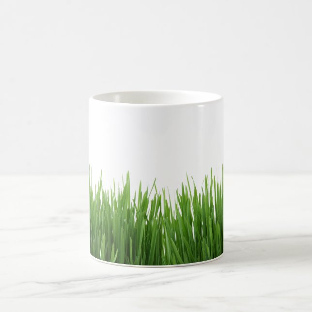 Sunny bright green grass photograph print coffee mug (Center)