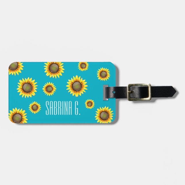 Sunny Bright Sunflower Luggage Tag (Front Horizontal)