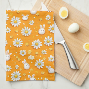 Sunny Bunnies & Daisies Tea Towel
