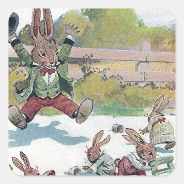 Sunny Bunny Shouts GO Square Sticker (Front)