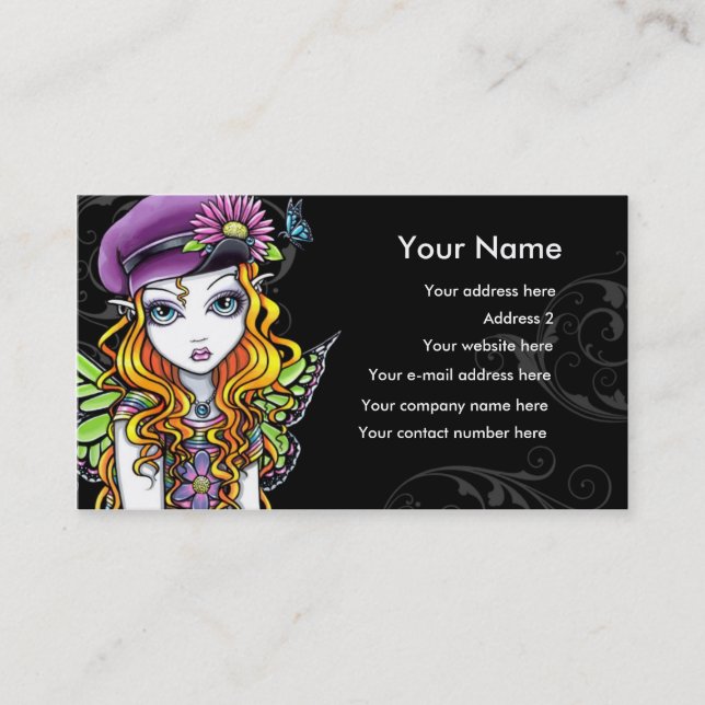 "Sunny" Butterfly Rainbow Fairy Business Card (Front)