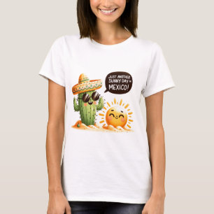 Sunny Cactus Fiesta - Whimsical Mexican Themed T-Shirt