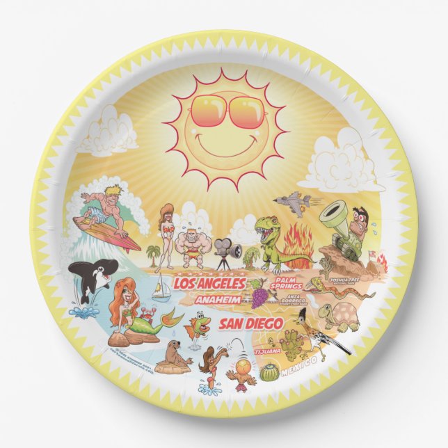Sunny California Beach Paper Plate (Front)