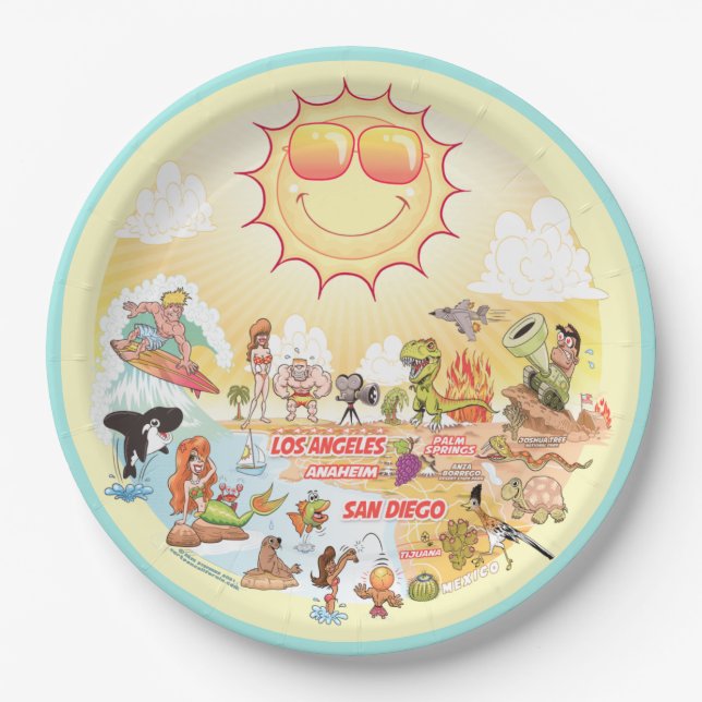 Sunny California Beach Plate (Front)