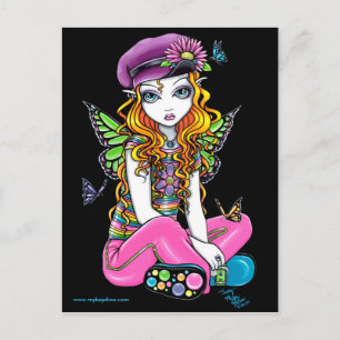 "Sunny" Candied Butterfly Rainbow Fairy Postcard