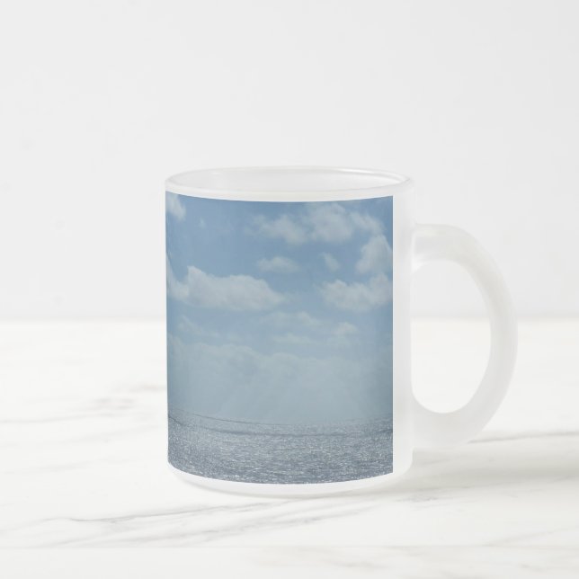 Sunny Caribbean Sea Blue Ocean Frosted Glass Coffee Mug (Right)