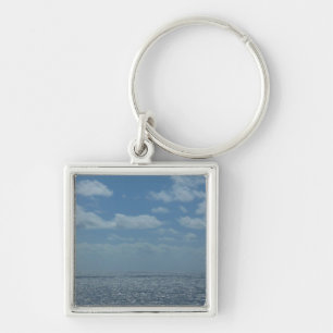 Sunny Caribbean Sea Blue Ocean Key Ring