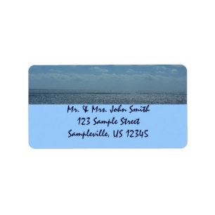 Sunny Caribbean Sea Blue Ocean Label