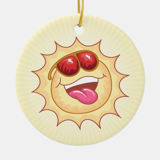 Sunny Cartoon Ceramic Ornament (Front)