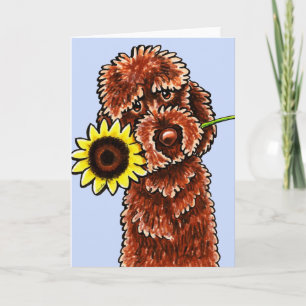 Sunny Chocolate Labradoodle Off-Leash Art™ Card