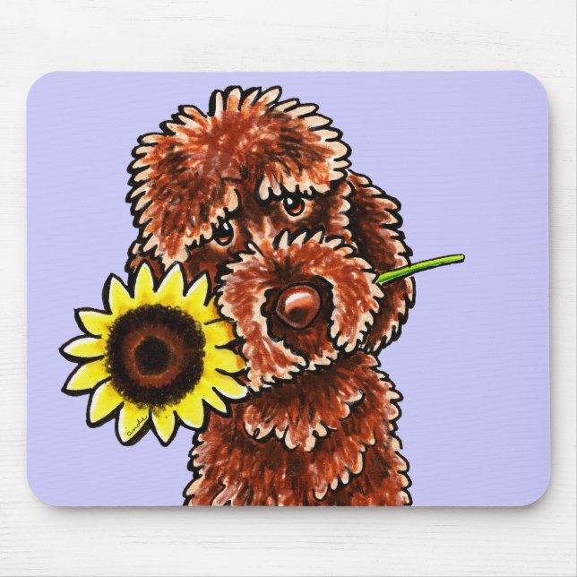 Sunny Chocolate Labradoodle Off-Leash Art™ Mouse Mat (Front)