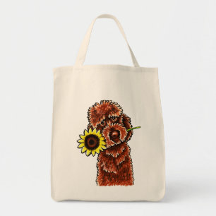 Sunny Chocolate Labradoodle Off-Leash Art™ Tote Bag