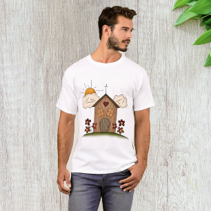 Sunny Church With Flowers Rustic Country Charm  T-Shirt