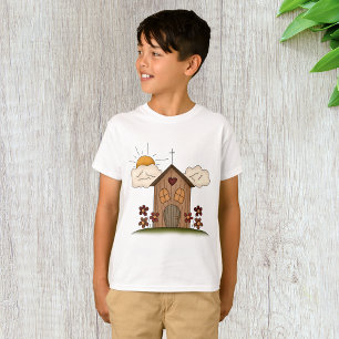 Sunny Church With Flowers Rustic Country Charm T-Shirt