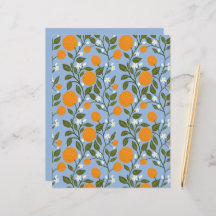 Sunny Citrus Grove Pattern Flat Paper Sheet