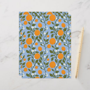 Sunny Citrus Grove Pattern Flat Paper Sheet