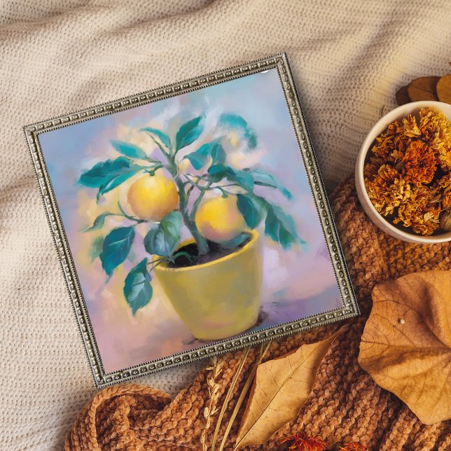 Sunny Citrus: Lemon Tree in a Yellow Pot Photo Print (Creator Uploaded)