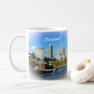 Sunny Cleveland River Skyline Coffee Mug