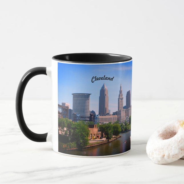 Sunny Cleveland Rivervside Mug (With Donut)