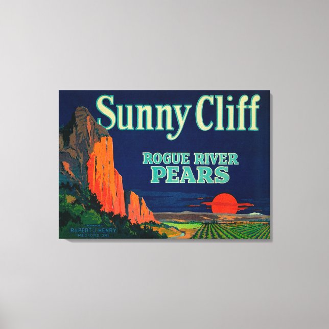 Sunny Cliff Pear Crate LabelMedford, OR Canvas Print (Front)