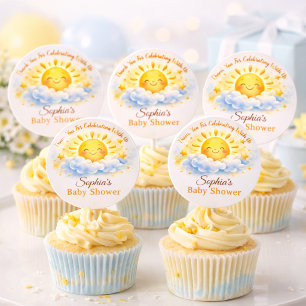 Sunny Clouds Baby Shower Celebration  Classic Round Sticker