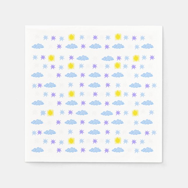Sunny, Cloudy, Starry Weather Pattern Napkin (Front)
