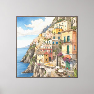 Sunny Coastal Hillside Terrace Canvas Print