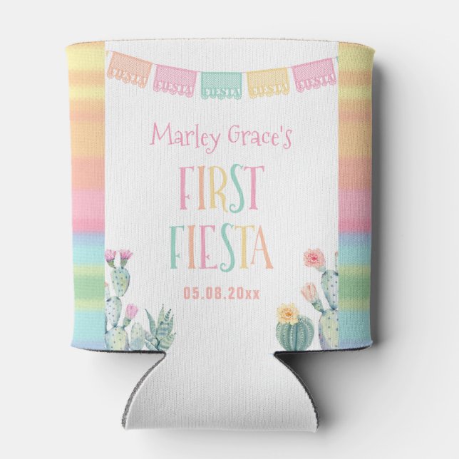 Sunny Colours Cactus Mexican Theme First Fiesta Can Cooler (Back)