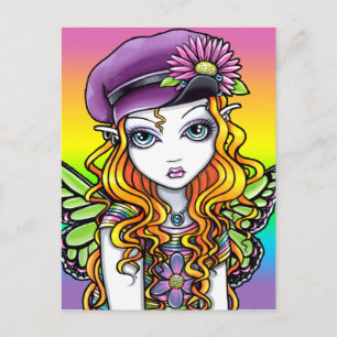 "Sunny" Cute Rainbow Butterfly Fairy Art Postcard