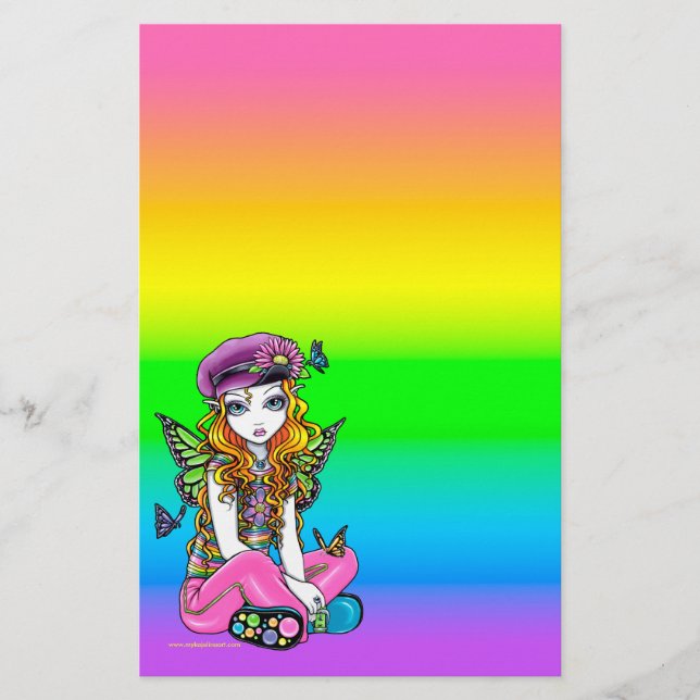 "Sunny" Cute Rainbow Butterfly Fairy Stationery (Front)