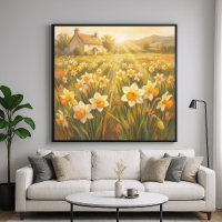 Sunny Daffodils - Pastel Painting Style Art