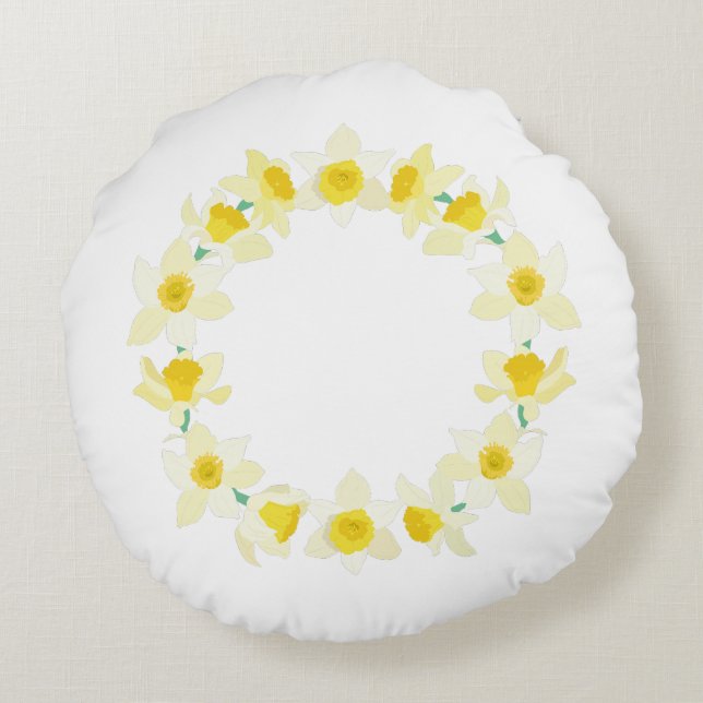 Sunny Daffodils.  Round Cushion (Back)