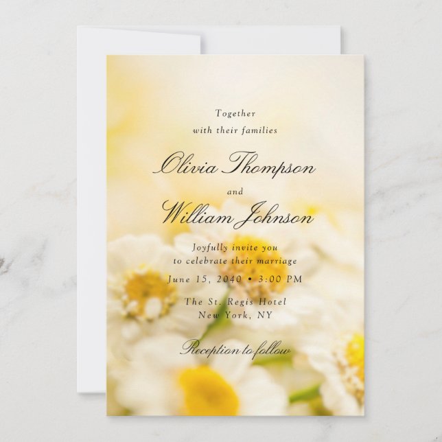 Sunny Daisy Floral Wedding Invitation Romantic (Front)