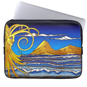 Sunny Day at the Beach Watercolor Painting Laptop Sleeve
