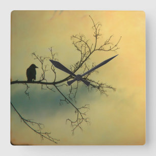 Sunny Day Crow Square Wall Clock