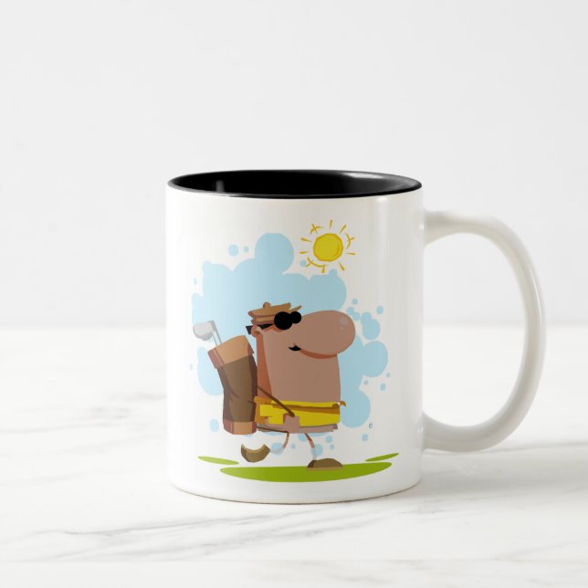 Sunny Day Golf - African American Two-Tone Coffee Mug (Right)
