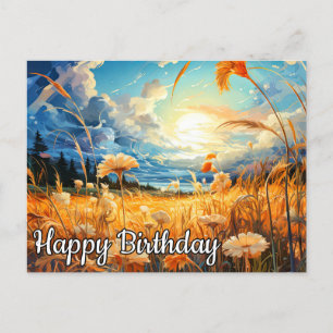 Sunny Day In the Prairie   Happy Birthday Postcard