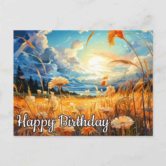 Sunny Day In the Prairie | Happy Birthday Postcard (Front)